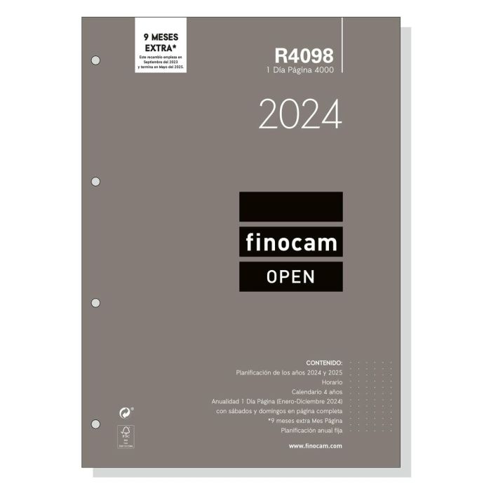 Recambio para Agenda Finocam Open R4098 2024 Blanco 21 x 29,7 cm 0 Recambio para Agenda Finocam Open R4098 2024 Blanco 21 x 29,7 cm 0