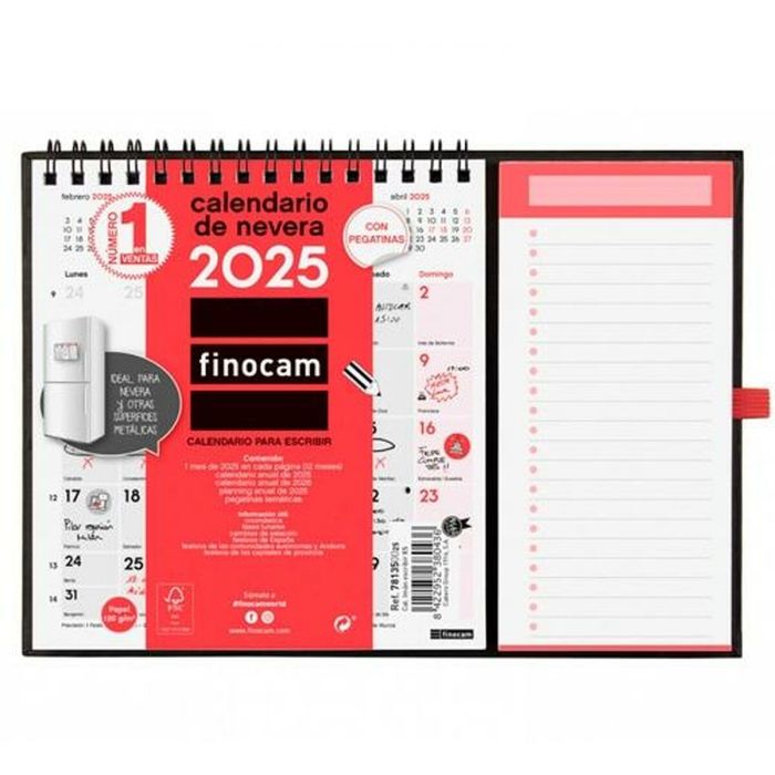 Finocam Calendario Con Imán Para Escribir XS-140x150 mm Neutro 2025