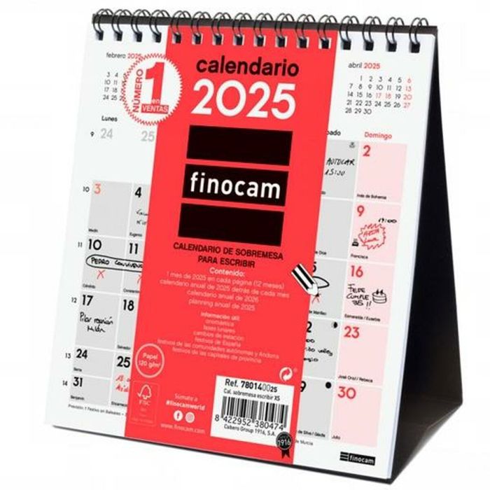 Finocam Calendario De Sobremesa Para Escribir XS-140x150 mm Neutro 2025