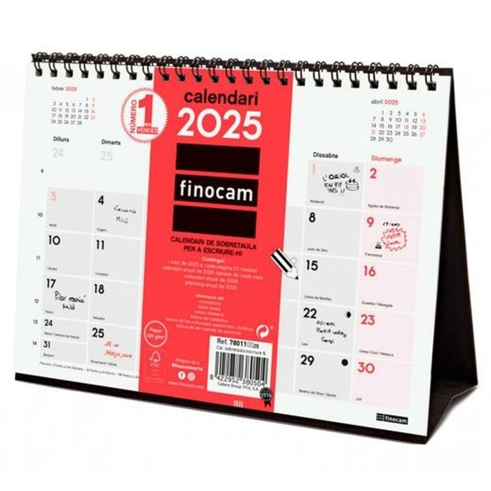 Finocam Calendario De Sobremesa Para Escribir S-210x150 mm Neutro 2025 Catalán