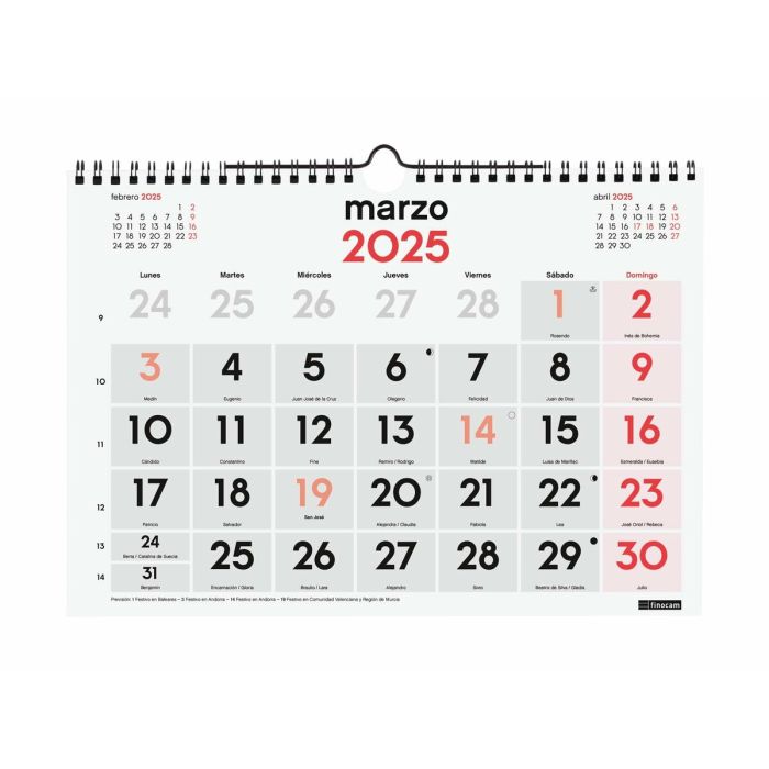 Calendario de pared Finocam Papel 2025 30 x 21 cm 2