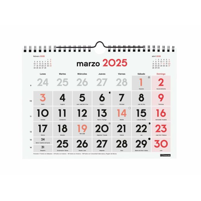 Calendario de pared Finocam Papel 2025 21 x 15 cm 2