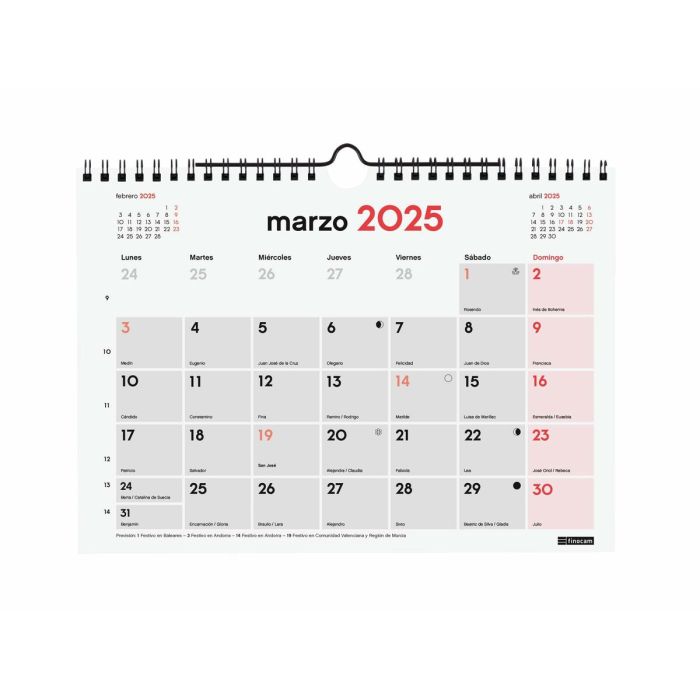 Calendario de pared Finocam Papel 2025 21 x 15 cm 2