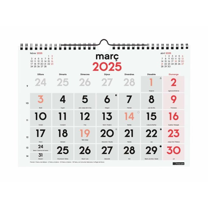 Calendario de pared Finocam Papel 2025 30 x 21 cm 2