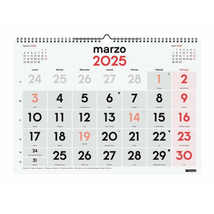 Calendario de pared Finocam Papel 2025 43 x 31 cm 3