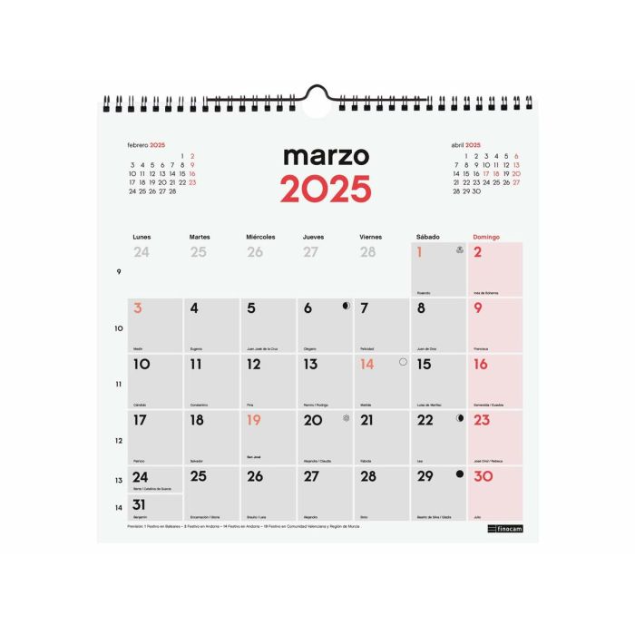 Calendario de pared Finocam Papel 2025 30 x 30 cm 2