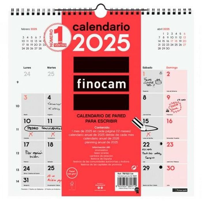 Finocam Calendario De Pared Para Escribir 300x300 mm Neutro 2025