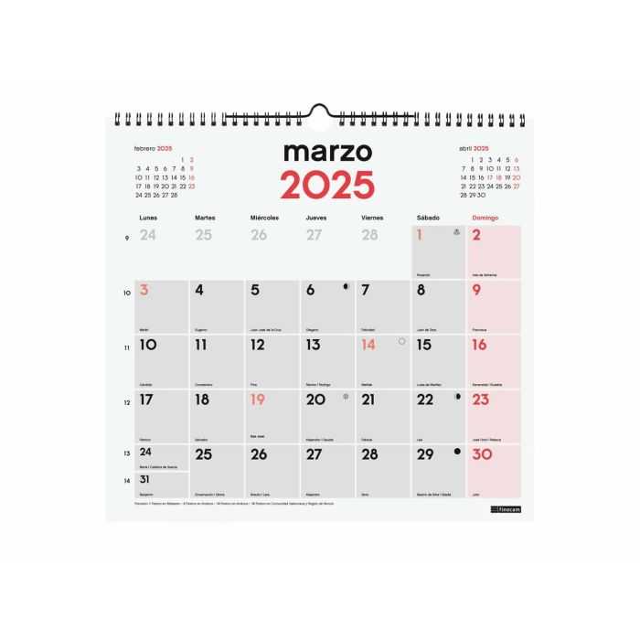 Calendario de pared Finocam Papel 2025 34 x 32 cm 2