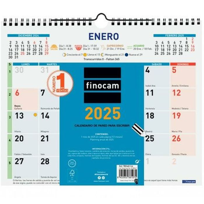 Finocam Calendario De Pared Para Escribir 300x247 mm Color 2025