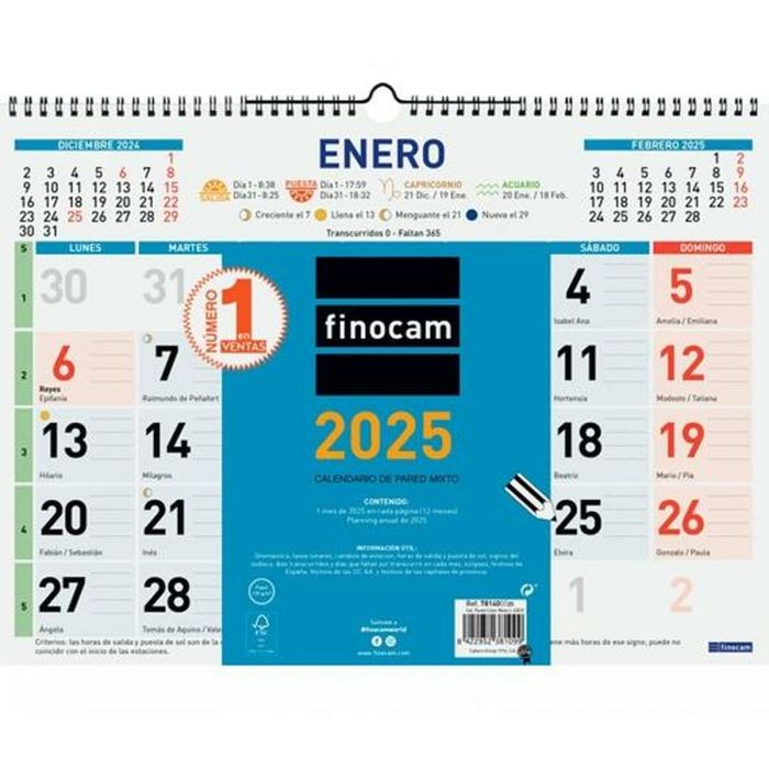 Finocam Calendario De Pared Mixto 430x310 mm Color 2025