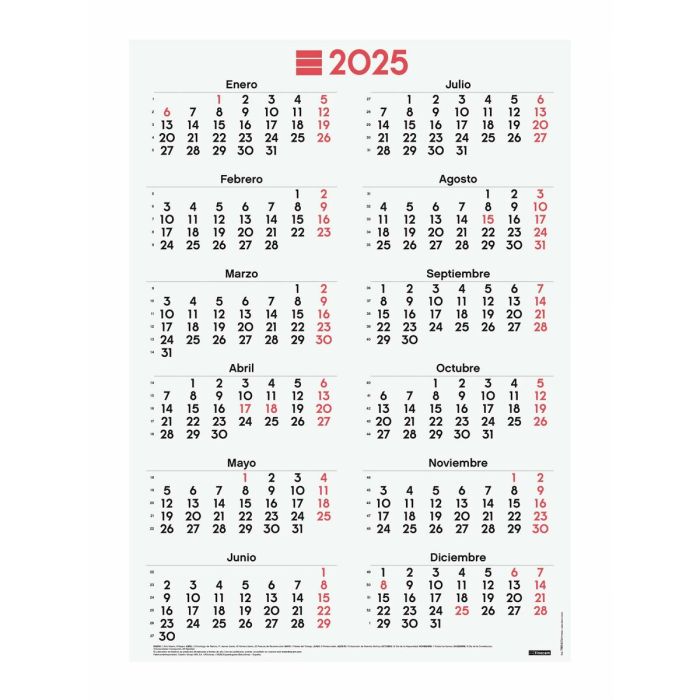 Calendario de pared Finocam Papel 2025 48,5 x 68 cm 3