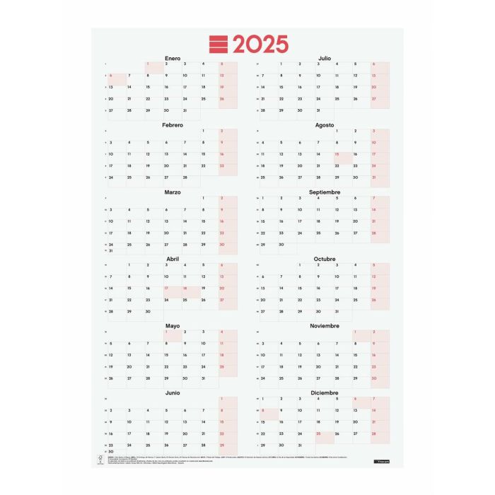 Calendario de pared Finocam Papel 2025 48,5 x 68 cm 2