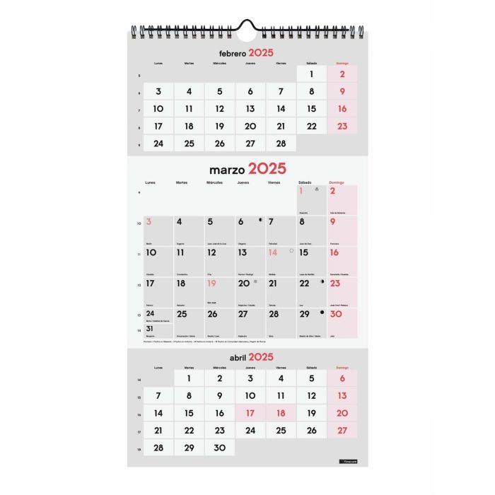 Calendario de pared Finocam Papel 2025 23,6 x 43 cm 2