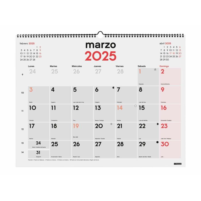 Calendario de pared Finocam Papel 2025 54 x 42 cm 4