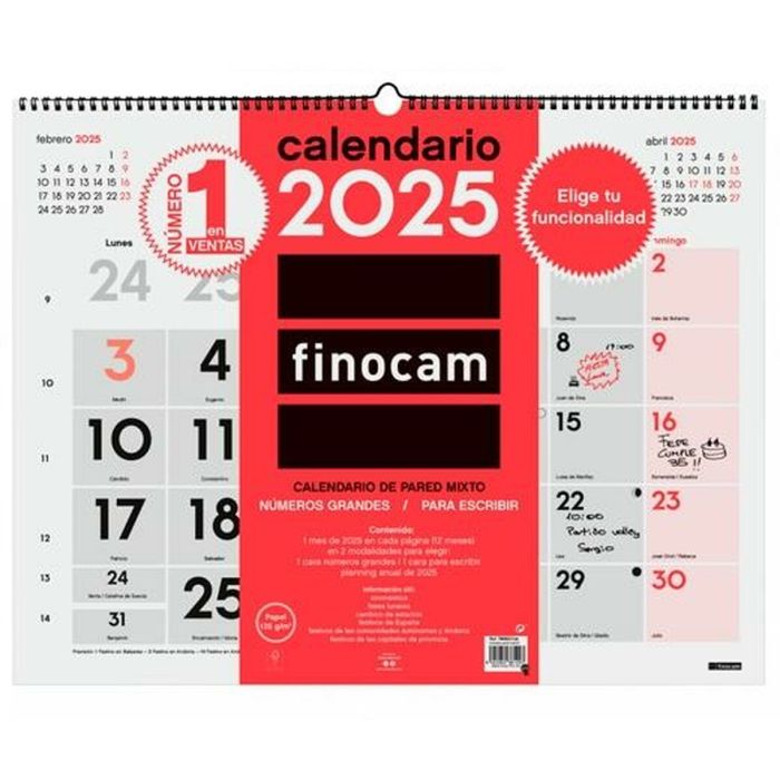 Finocam Calendario De Pared Mixto XL-540x420 mm Neutro 2025