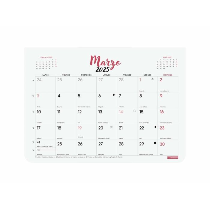 Calendario de pared Finocam CHIC Blanco Papel 2025 21 x 15 cm 4