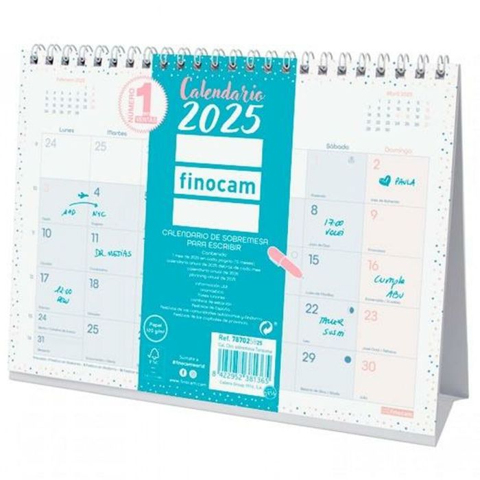 Finocam Calendario De Sobremesa Para Escribir S-210x150 mm Chic Turquesa 2025