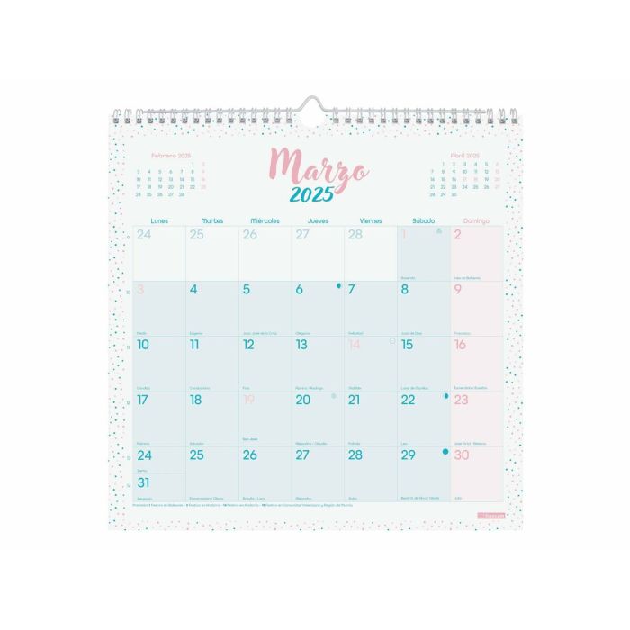 Calendario de pared Finocam CHIC Turquesa Papel 2025 30 x 30 cm 2