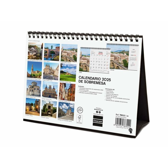 Calendario de Sobremesa Finocam CAMINO DE SANTIAGO Multicolor Papel 21 x 15 cm 2025 2