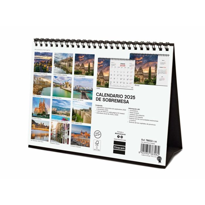 Calendario de Sobremesa Finocam CIUDADES CON ENCANTO Multicolor Papel 21 x 15 cm 2025 2