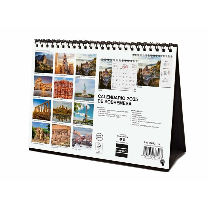 Calendario de Sobremesa Finocam MARAVILLAS DEL MUNDO Multicolor Papel 21 x 15 cm 2025 2