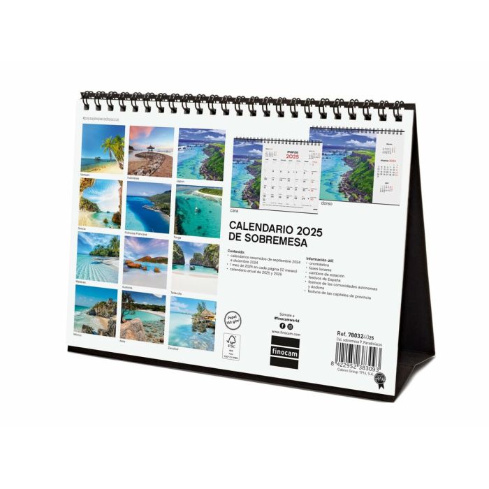 Calendario de Sobremesa Finocam PAISAJES PARADISÍACOS Multicolor Papel 21 x 15 cm 2025 2