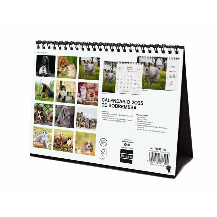 Calendario de Sobremesa Finocam PERROS Y GATOS Multicolor Papel 21 x 15 cm 2025 2