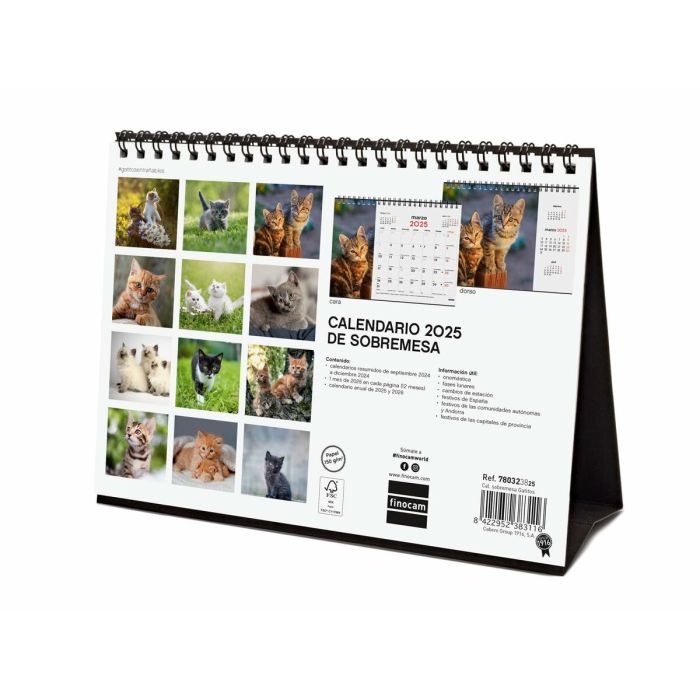 Calendario de Sobremesa Finocam GATITOS ENTRAÑABLES Multicolor Papel 21 x 15 cm 2025 2