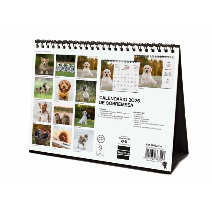 Calendario de Sobremesa Finocam CACHORROS CARIÑOSOS Multicolor Papel 21 x 15 cm 2025 2