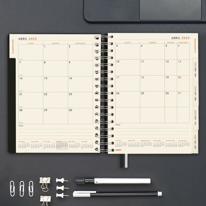 Agenda Finocam TEMPUS Negro Cuarto 15,5 x 21,7 cm 2025 5