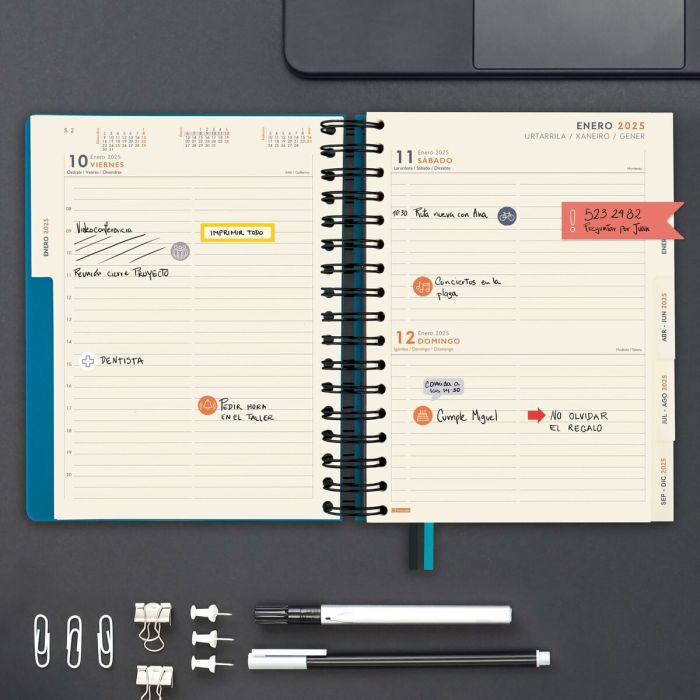 Agenda Finocam TEMPUS Azul Cuarto 15,5 x 21,7 cm 2025 1