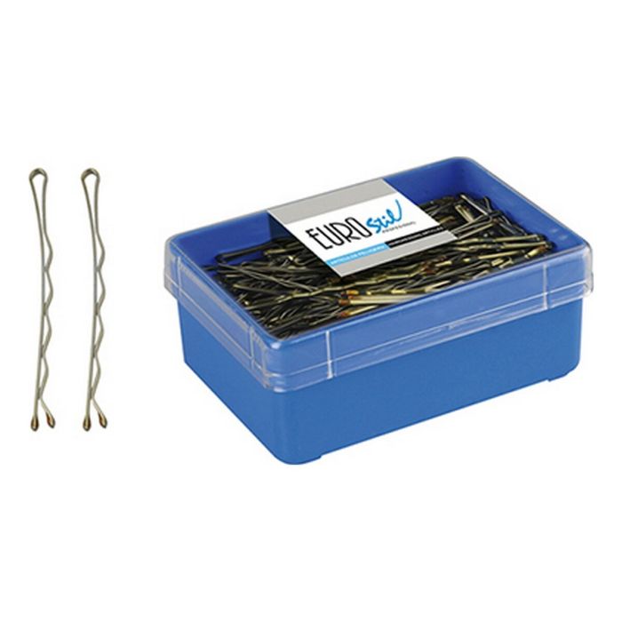 Eurostil Caja clips largo color.bronce pack 150un
