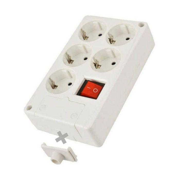 Base multiple 5 tomas t/tl 10/16a 250v blanco + interruptor luminoso solera 8105il