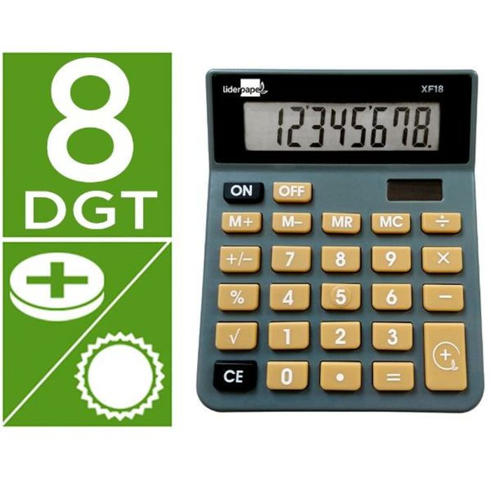 Calculadora Liderpapel XF18 Gris Plástico 4