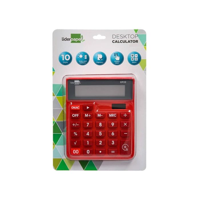 Calculadora Liderpapel XF22 Rojo Plástico 3