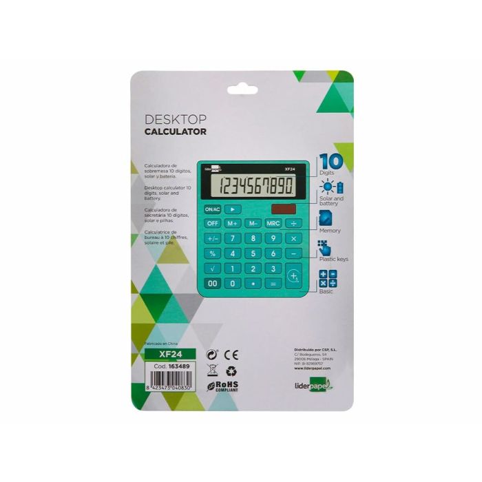 Calculadora Liderpapel XF24 Verde Plástico 1