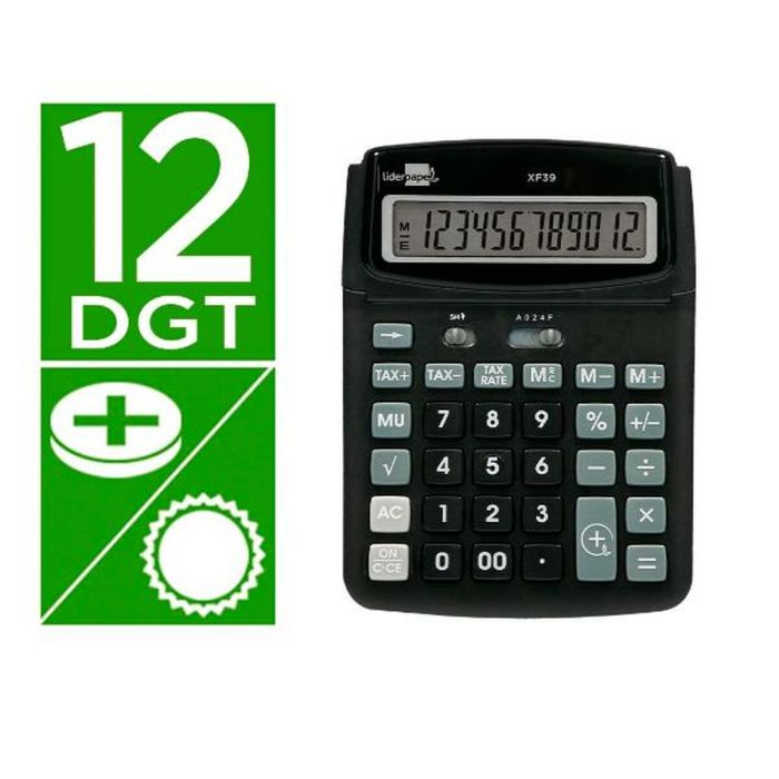 Calculadora Liderpapel XF39 Negro Plástico 1