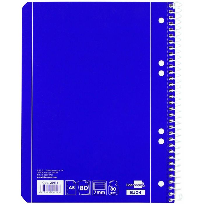 Cuaderno Liderpapel BJ04 Azul A5 80 Hojas 1
