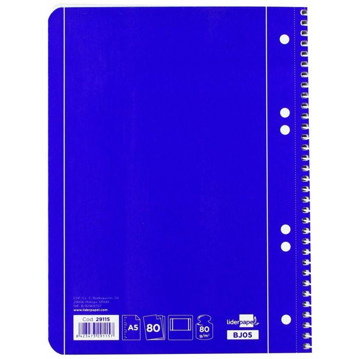 Cuaderno Liderpapel BJ05 Azul A4 80 Hojas 1