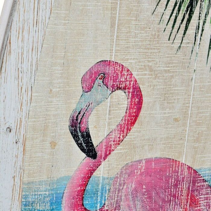 Decoración de Pared DKD Home Decor Madera Flamenco rosa Tropical 1