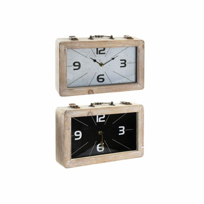 Reloj de Mesa DKD Home Decor 30 x 6 x 20 cm Natural Negro Blanco Loft (2 Unidades)