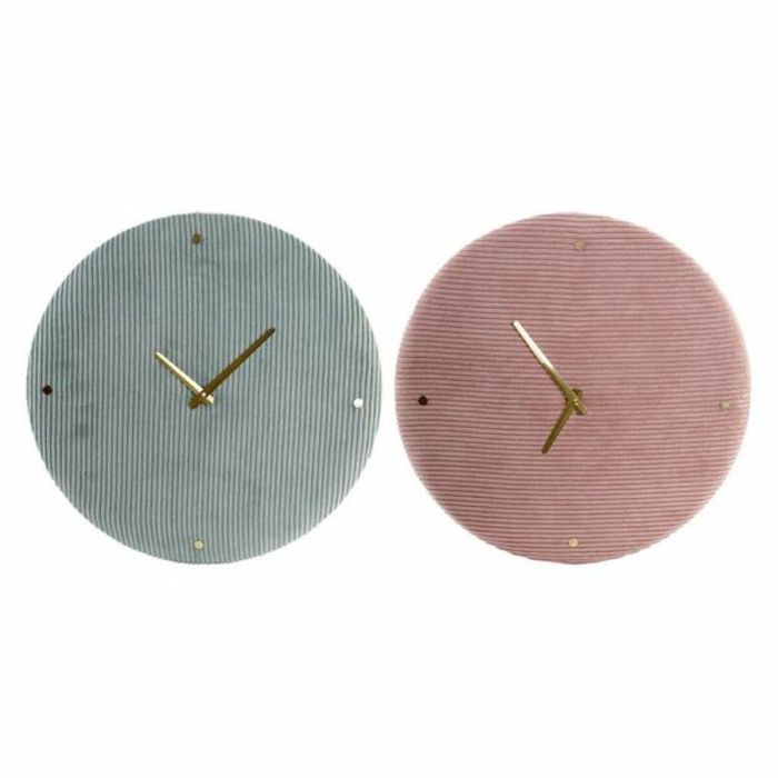 Reloj de Pared DKD Home Decor Verde Rosa 40,5 x 5,5 x 40,5 cm (2 Unidades)