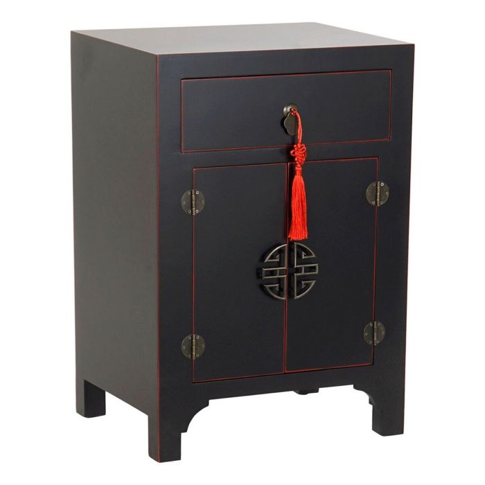 Mesita De Noche Oriental DKD Home Decor Negro Rojo 34 x 66 x 45 cm