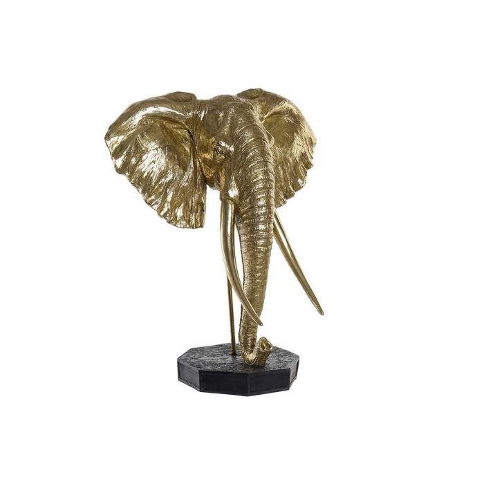 Figura Decorativa DKD Home Decor Elefante Negro Dorado Metal Resina (60 x 36 x 73 cm) 1