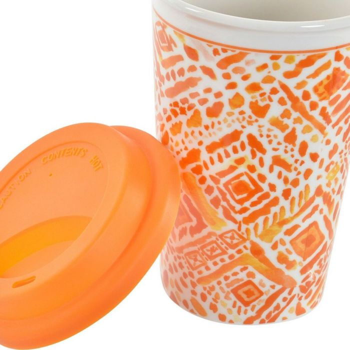 Taza Mug DKD Home Decor Naranja Silicona Porcelana (400 ml) (3 pcs) 1