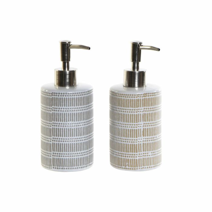 Dispensador de Jabón DKD Home Decor 7,2 x 8 x 18 cm Gris ABS Gres Boho (2 Unidades)