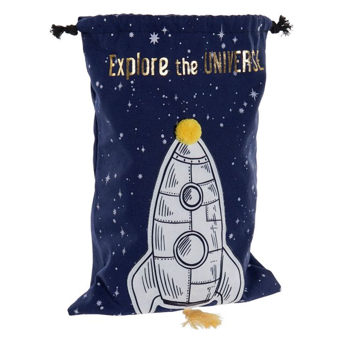 Bolsa DKD Home Decor Explore the Universe Azul Blanco Compuesto 26 x 1 x 37 cm 1