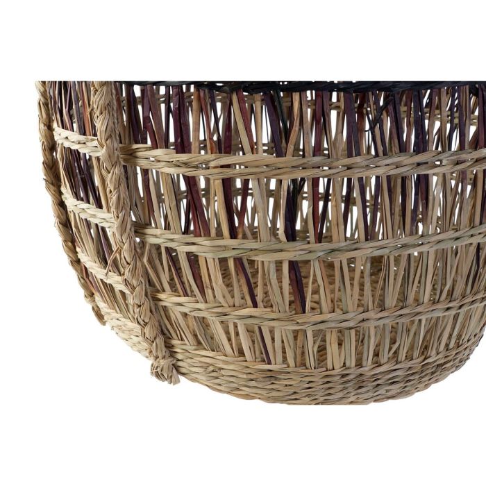 Juego de Cestas DKD Home Decor Multicolor Natural Lila Hierba marina Tropical 39 x 39 x 41 cm 2