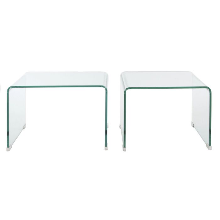 Juego de 2 mesas DKD Home Decor 48 x 45 x 31,5 cm Cristal Transparente Plástico 3