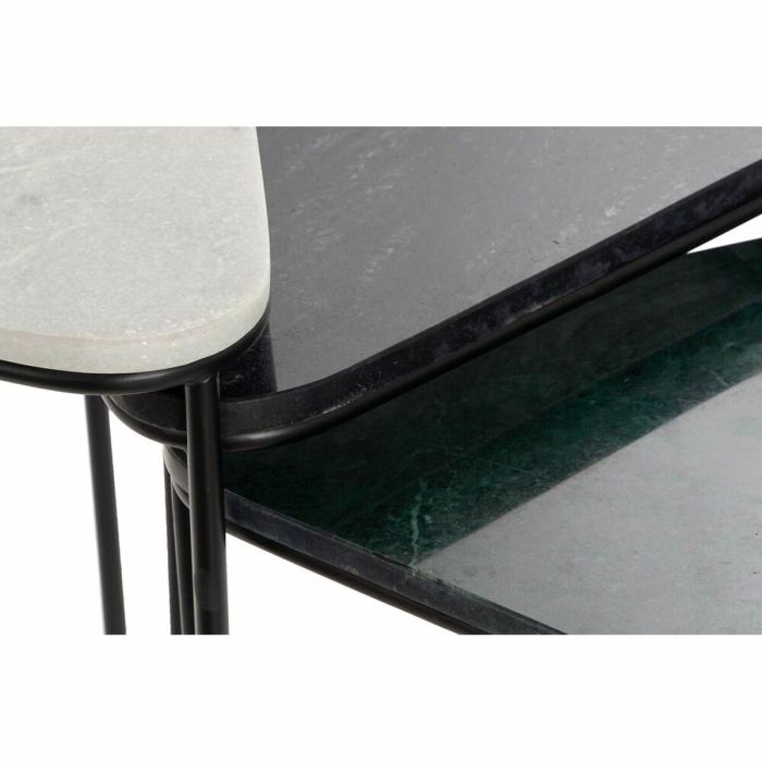 Juego de 3 Mesitas DKD Home Decor Negro Metal Blanco Verde Mármol Moderno (46 x 42,5 x 58 cm) (3 Unidades) 5